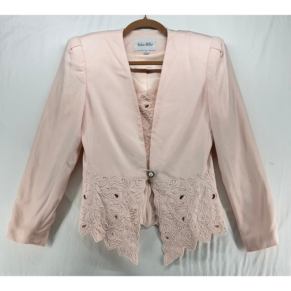 Nolan Miller Vintage Pink Soutache Embroidered Blazer Jacket 6 Evening Dynasty